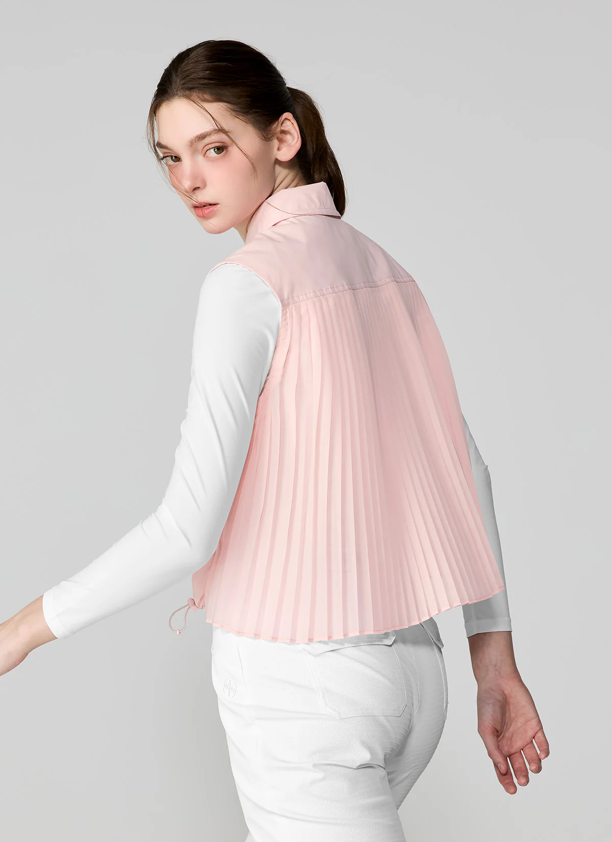 Back Pleated Zip-Up Vest - Image 9