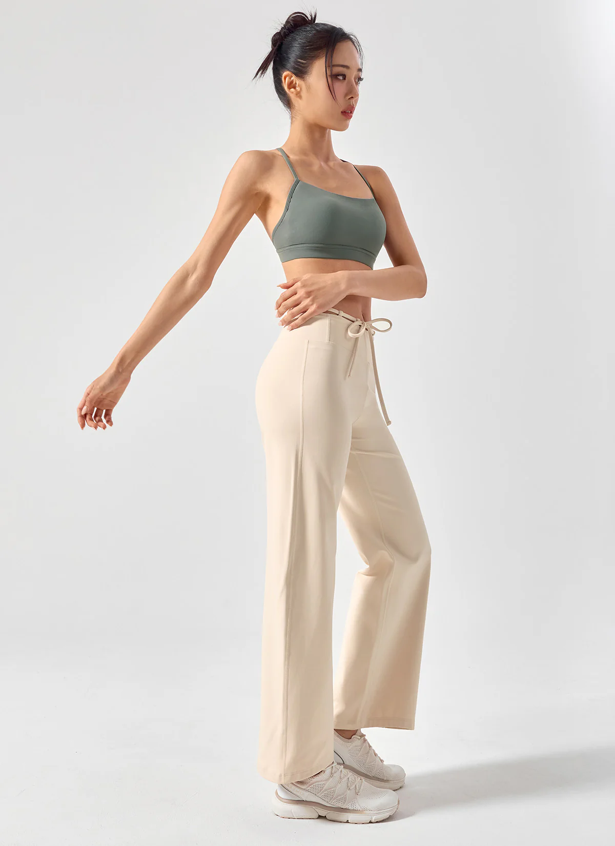 Black Label Power Rise Fleece String Wide Leggings - Image 7