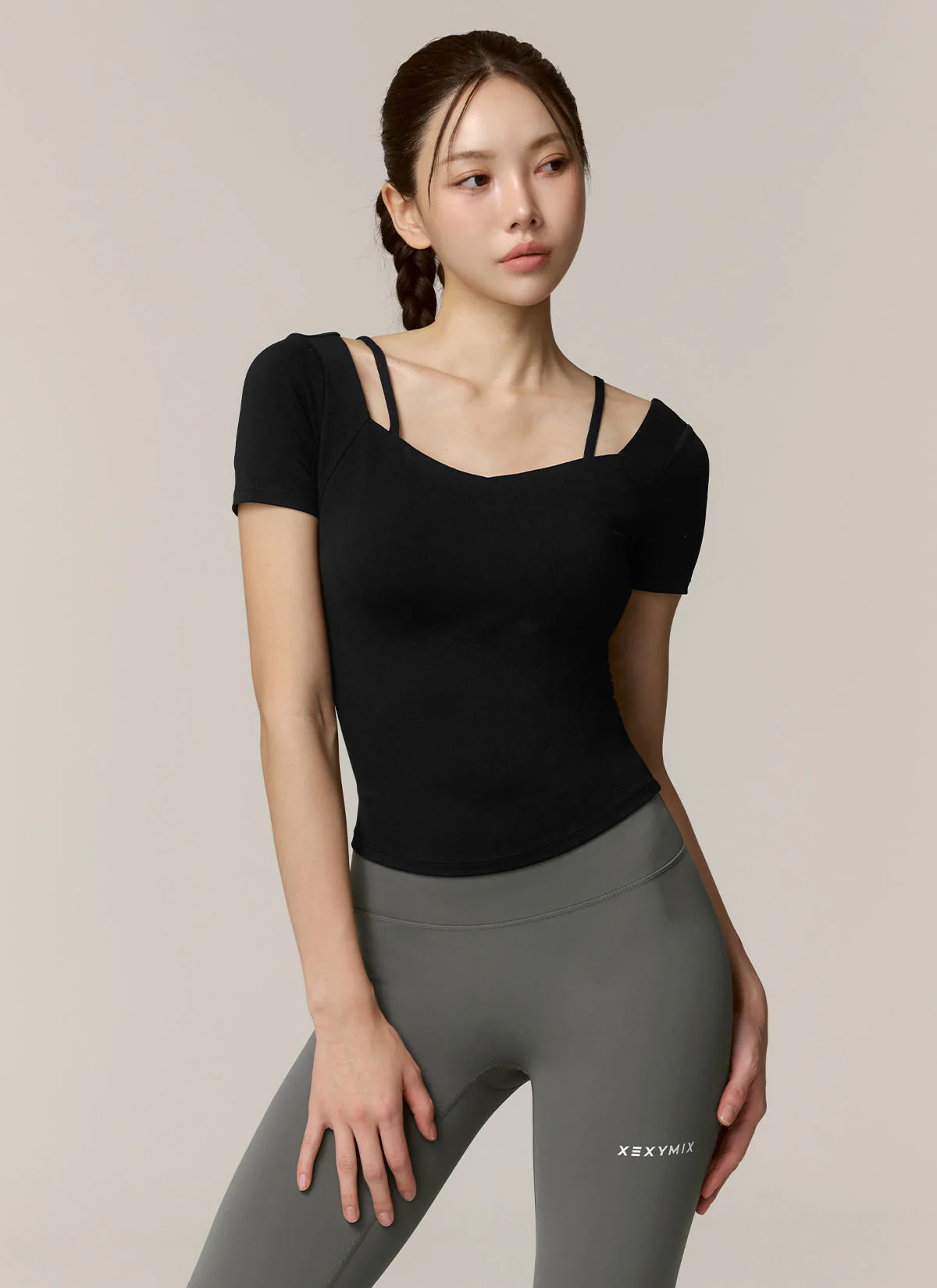 Cotton-Like Heart Neck Cropped Top - Image 12