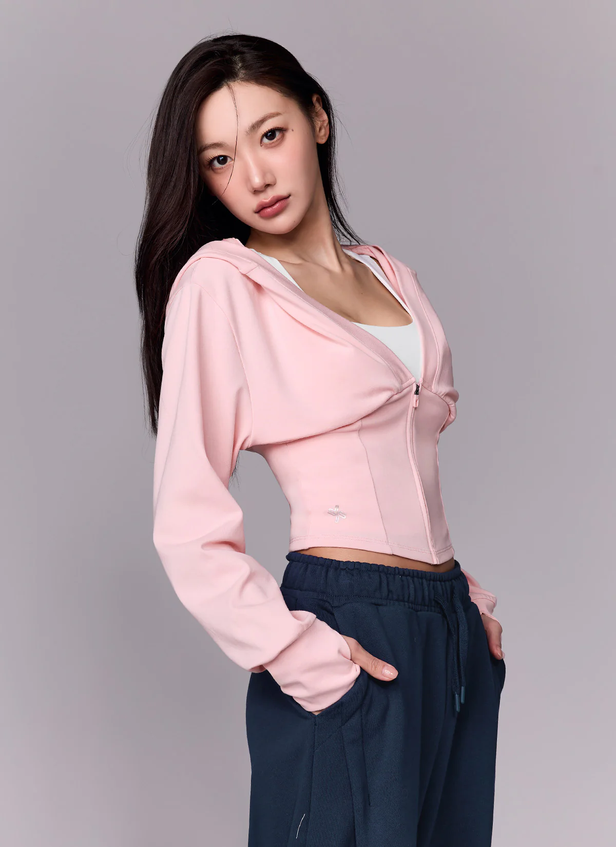 Deep V-Neck Hood Zip-up - Image 19