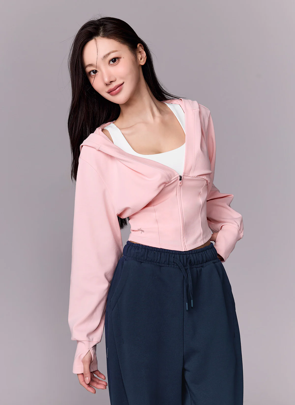 Deep V-Neck Hood Zip-up - Image 21