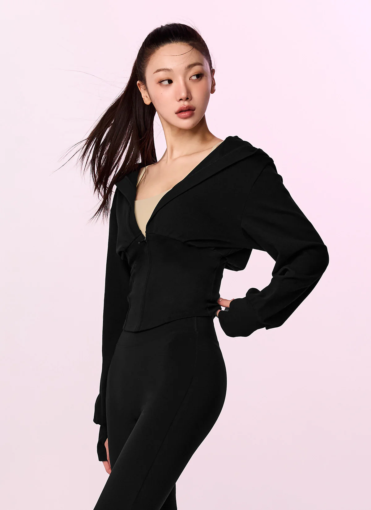 Deep V-Neck Hood Zip-up - Image 26