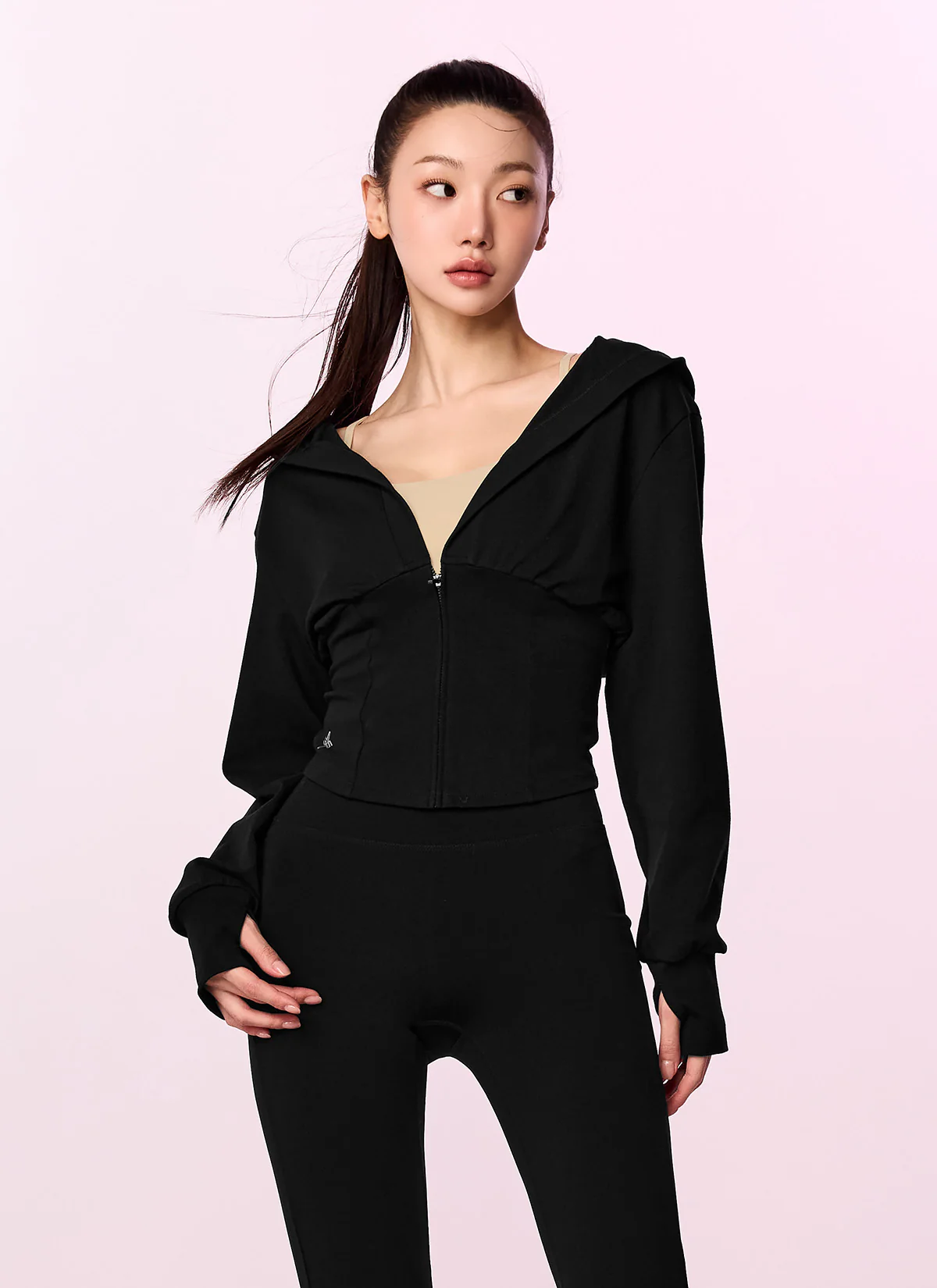 Deep V-Neck Hood Zip-up - Image 29