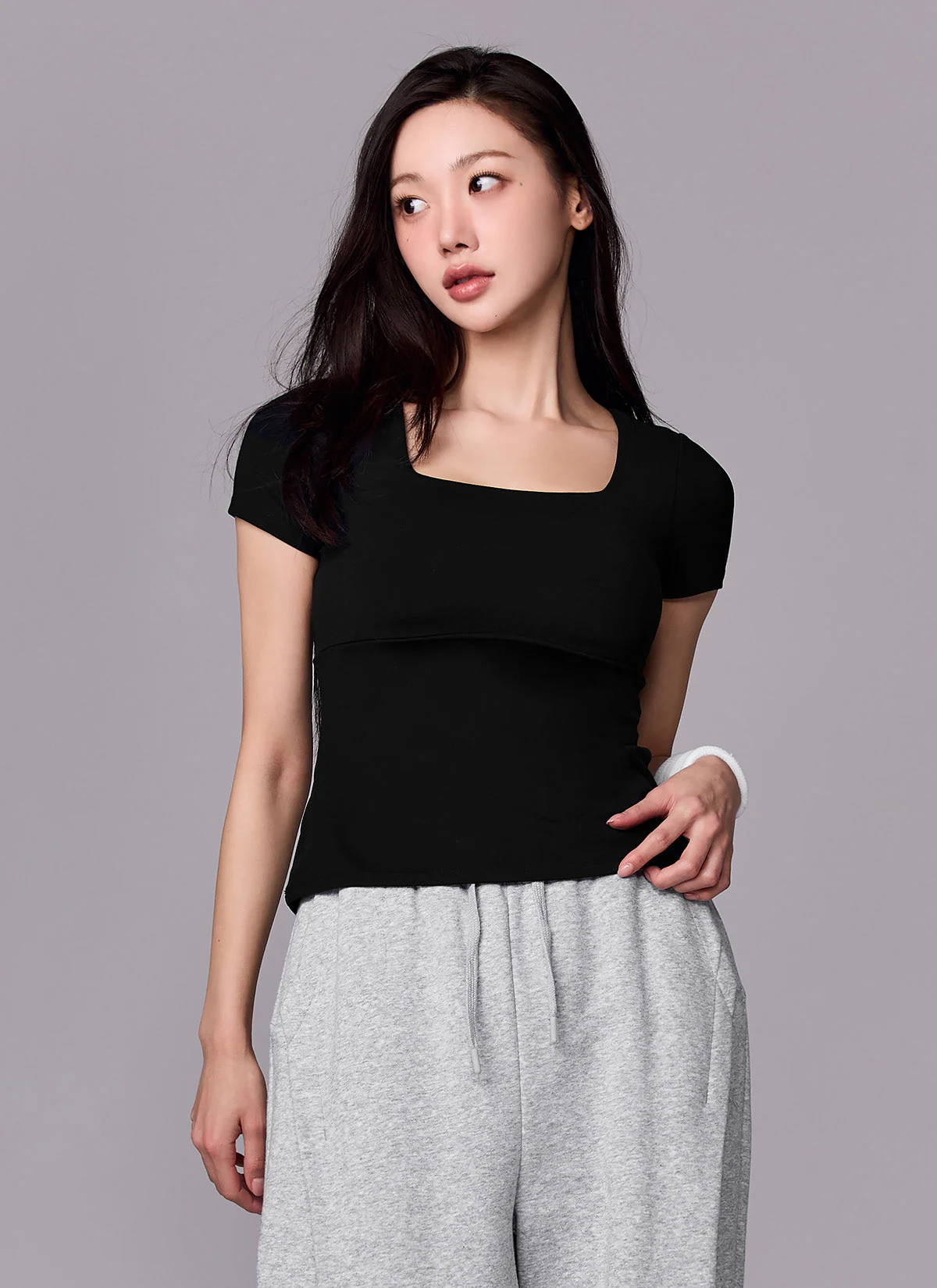 Flare Square Neck Inpad Short Sleeve - Image 20
