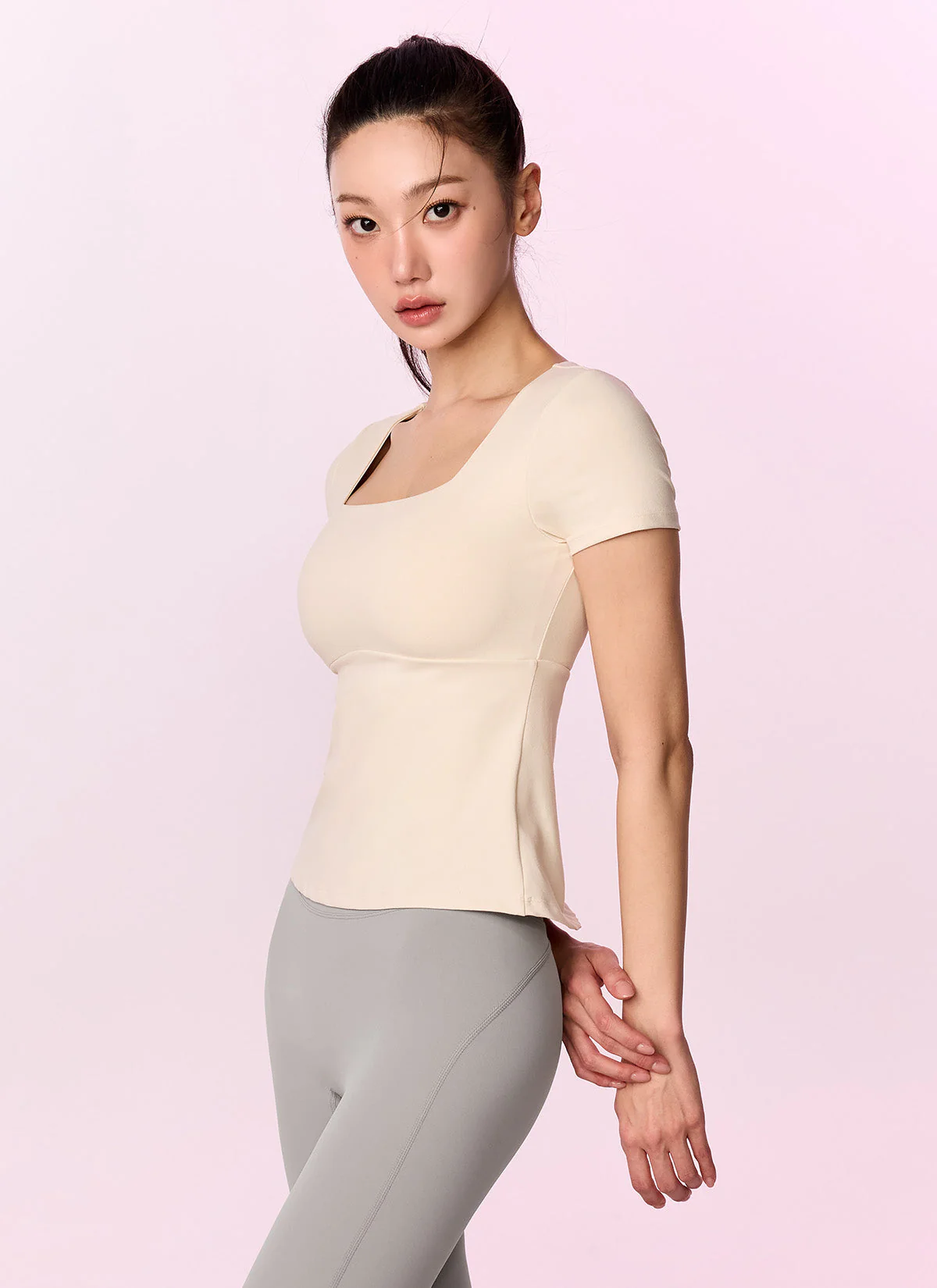 Flare Square Neck Inpad Short Sleeve - Image 5
