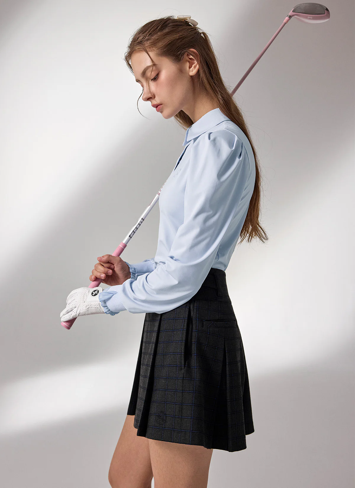 Pleats Cuffs Polo Long Sleeve - Image 11