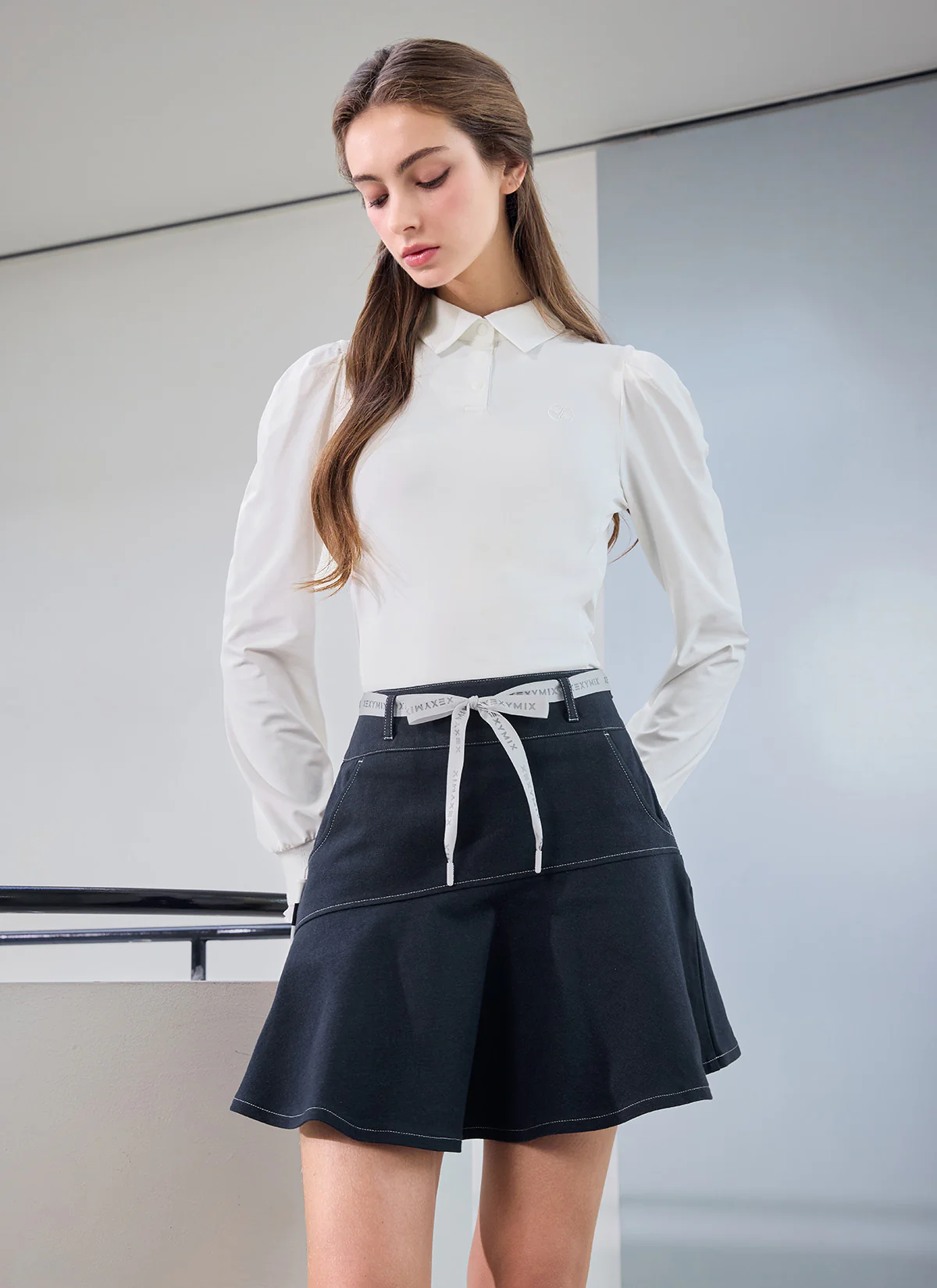 Pleats Cuffs Polo Long Sleeve - Image 2