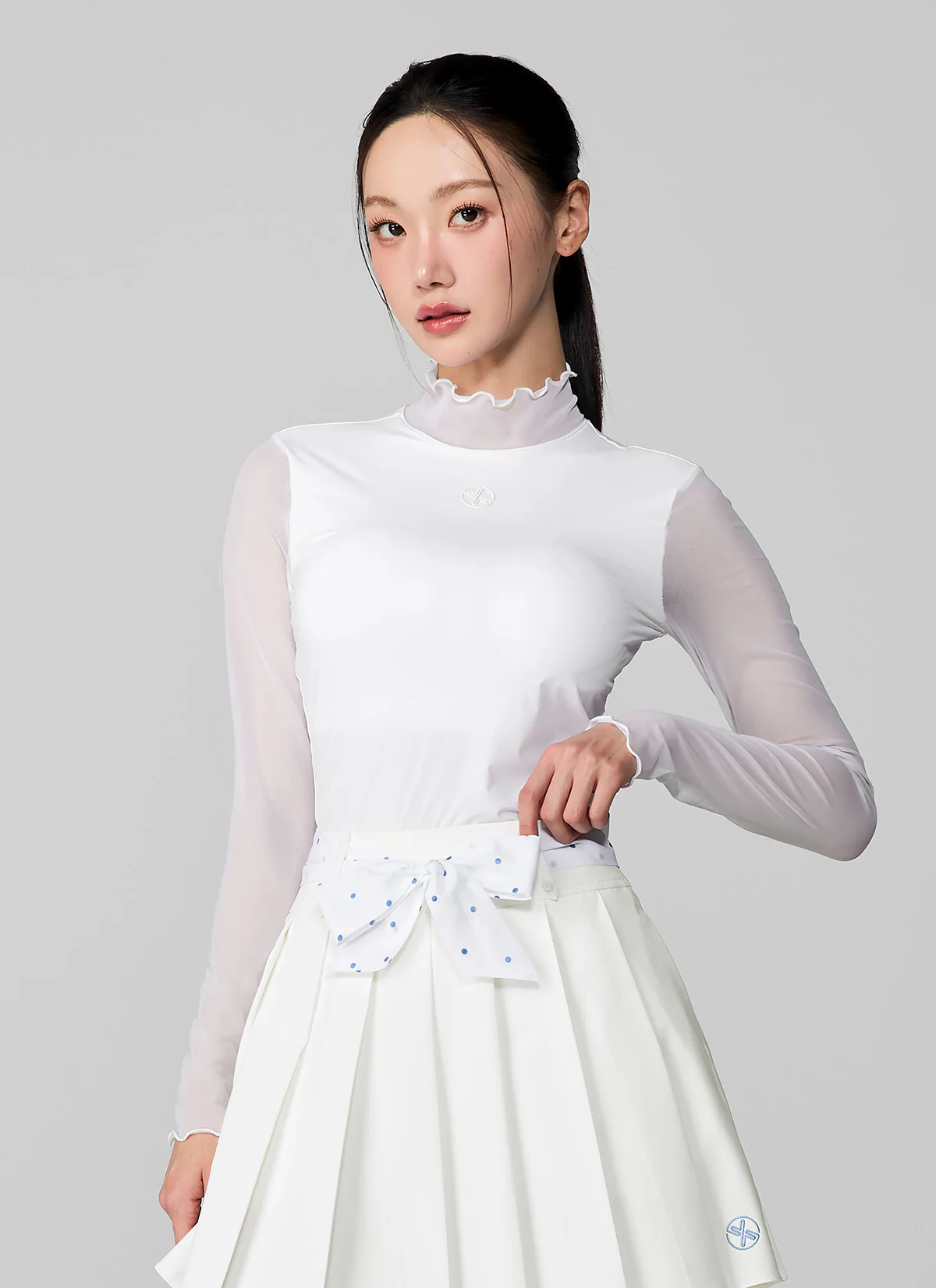 Ruffle Mock Neck Padded Base Layer - Image 2