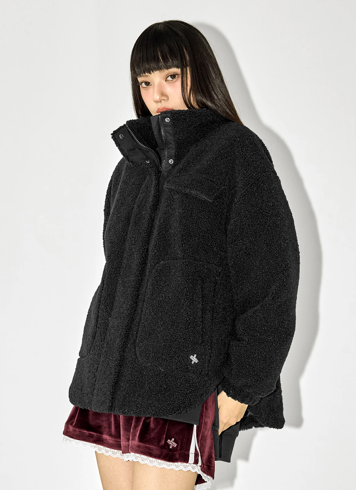 Sherpa High Neck Oversized Jacket - Image 2