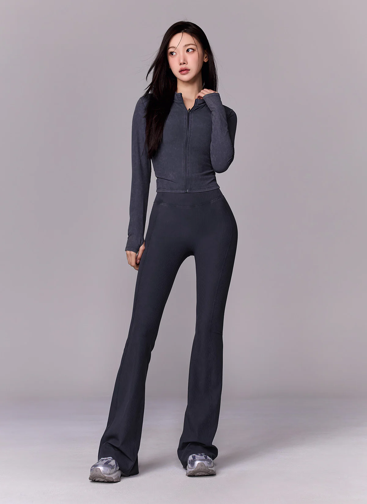 Washing Ribbed Flare Bootcut Leggings - Image 14